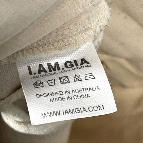 I.AM.GIA. Straight Leg Jeans Size S Off White Cream Ecru  Faux Back Pockets - Picture 12 of 16